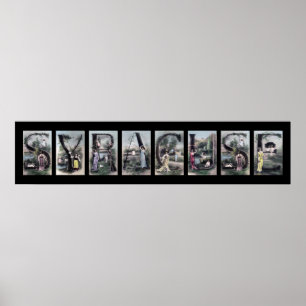 Póster Arte do nome de letra do alfabeto do vintage de