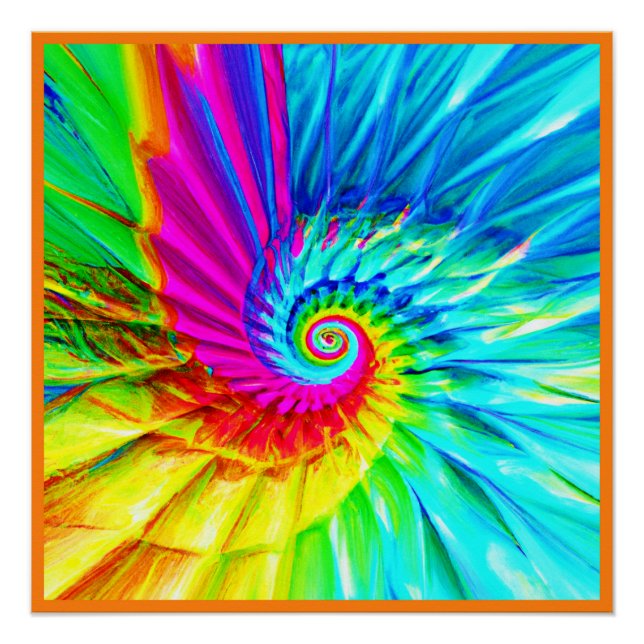 Póster Arte do Padrão Espiral de Intermitência de Cores (Frente)
