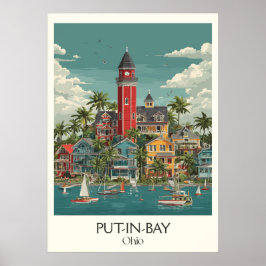 Poster Arte do Paraíso Ohio, Ilha do Bass Sul de Bass, em