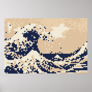 Poster Arte do pixel do bocado do tsunami 8 do pixel