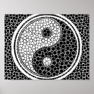 Poster Arte do ponto de Yin e de Yang preto e branco