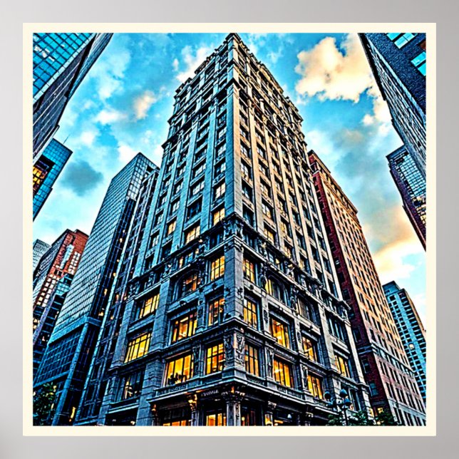 Poster Arte do Skyscraper de Cidade (Frente)