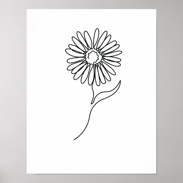 Poster Arte do Sonnenblume com Desenho de Uma Linha (Frente)