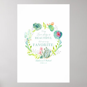 Póster Arte do Succulent do cacto do livro de hóspedes d