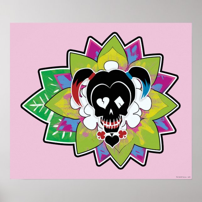 Póster Arte do tatuagem do crânio do pelotão | Harley (Frente)