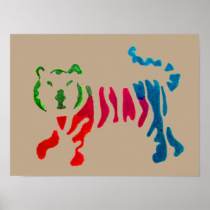 Poster Arte do tigre do stripey do arco-íris