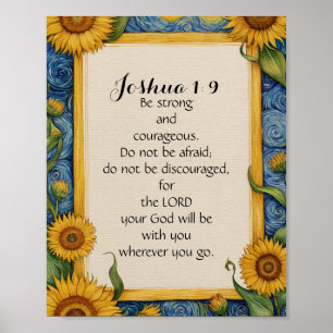 Poster Arte do versículo da Bíblia Josué 1:9 NIV