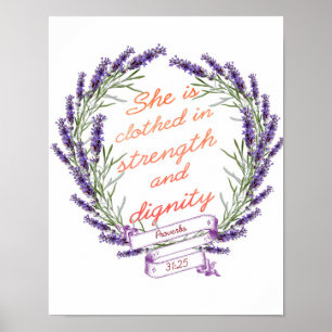 Poster Arte do verso da bíblia da dignidade da força da