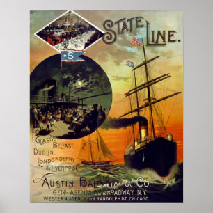 Póster Arte do viagem do navio de cruzeiros do vintage da