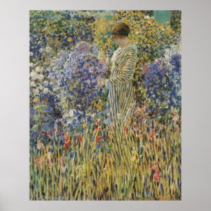 Poster Arte do vintage, senhora no jardim por Frederick