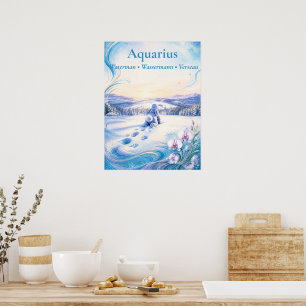 Poster Arte do Zodíaco de Aquário Col. de Astrologia So