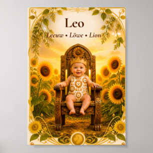 Poster Arte do Zodíaco de Leão Coleção de Astrologia So