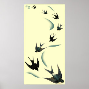 Poster Arte dos pássaros da andorinha do vintage