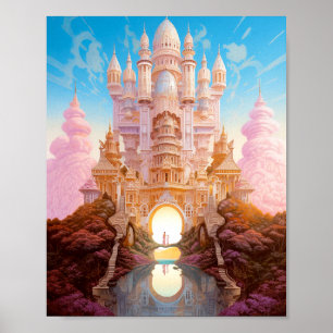 Poster Arte Dourada Fantasia Branca de Castela Rosa
