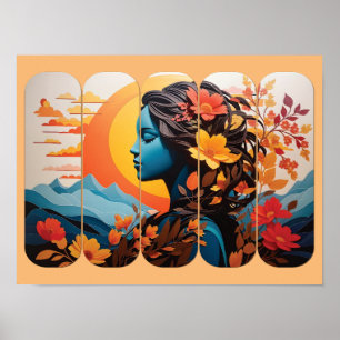 Poster Arte e Deco de Parede Floral Vibrante com Elegante