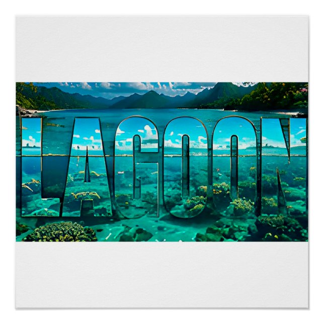 Póster Arte Editorial Tropical de Luxo de Lagoa (Frente)