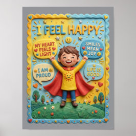 Poster Arte Educacional 3D em Argila Alegria Infantil Fel