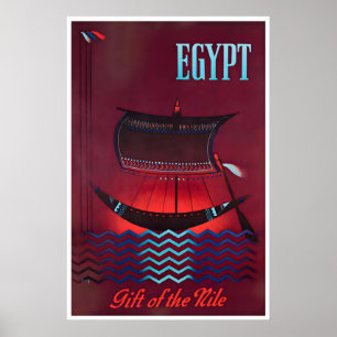 Poster Arte Egípcia Cartaz de Viagem Egito Rio Nilo