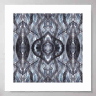 Poster Arte em Aquarela Abstrata Azul Escuro