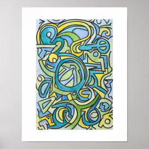 Poster Arte em Aquarela Abstrata Pintada à Mão Coronado