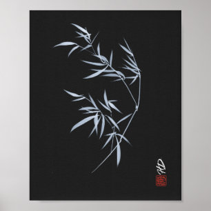 Poster Arte em Aquarela Círculo de Bambu Lua