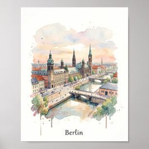 Poster arte em aquarela de Berlim
