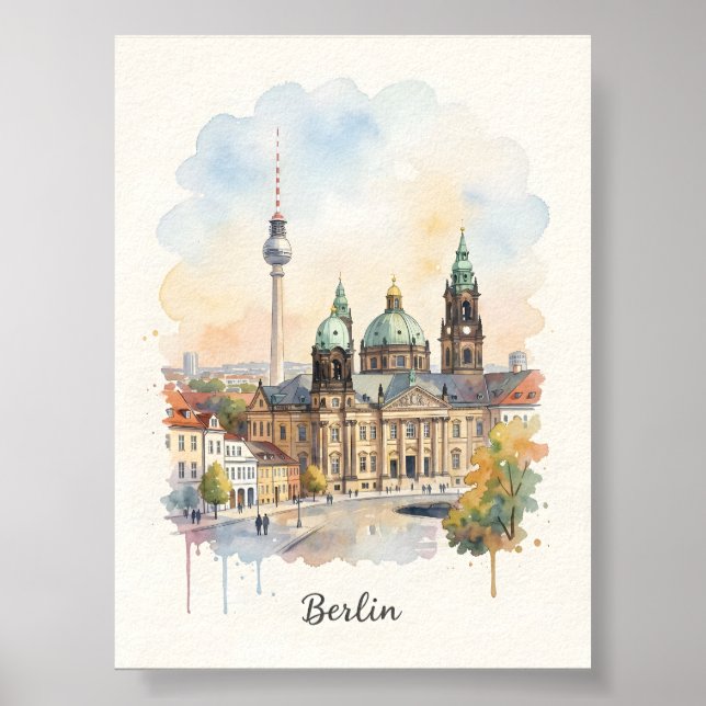 Poster arte em aquarela de Berlim (Frente)