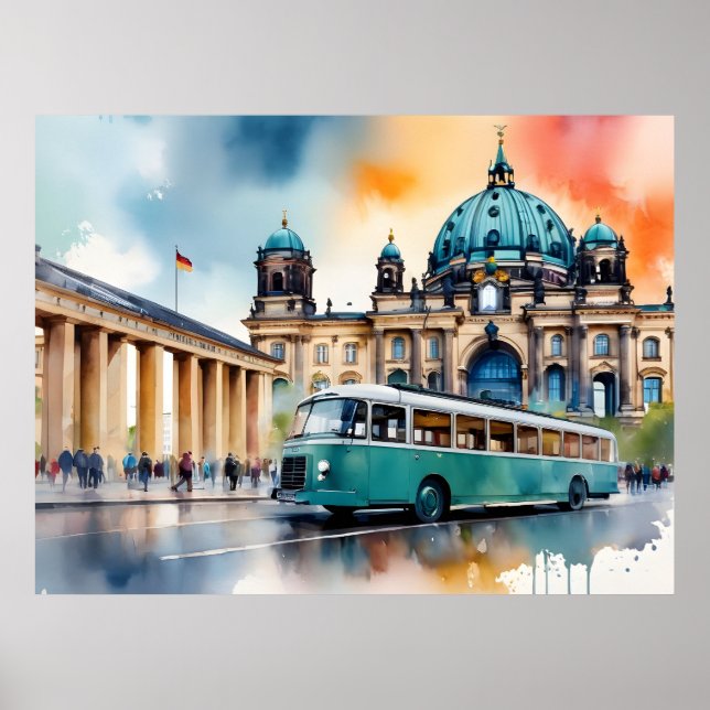 Poster arte em aquarela de Berlim (Frente)