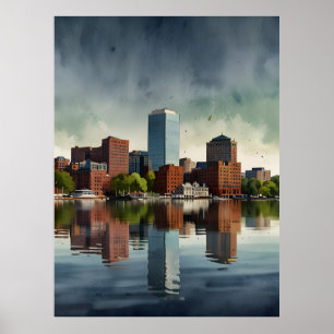 Poster arte em aquarela de Boston