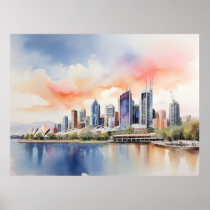Poster arte em aquarela de Brisbane