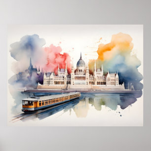 Poster arte em aquarela de Budapeste