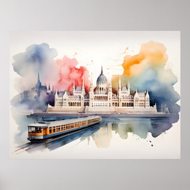 Poster arte em aquarela de Budapeste (Frente)
