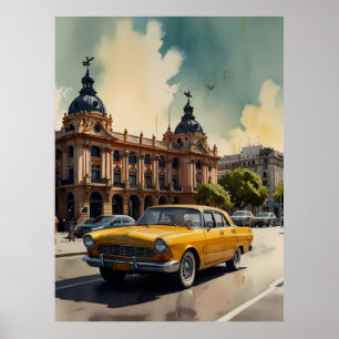 Poster arte em aquarela de Buenos Aires