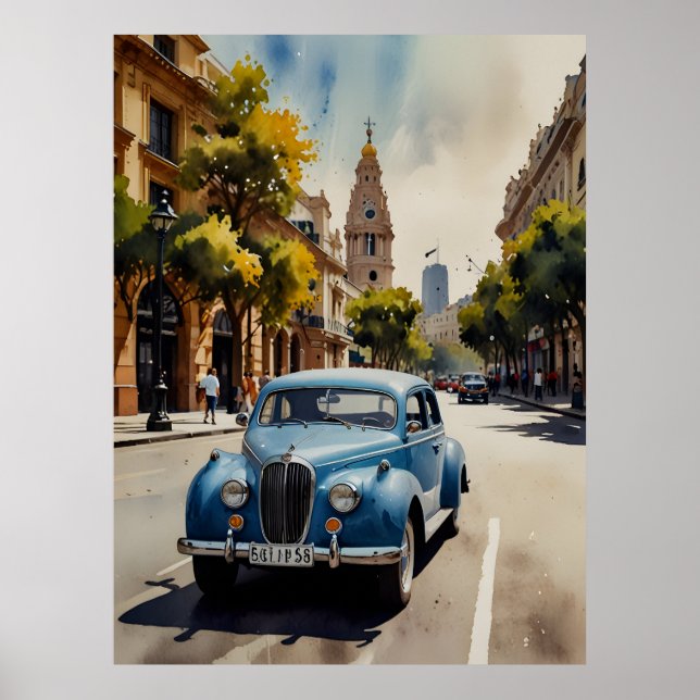Poster arte em aquarela de Buenos Aires (Frente)