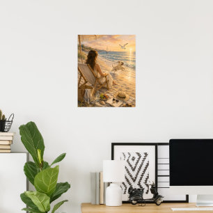 Poster Arte em Aquarela de Cachorro em um Dia Relaxante n