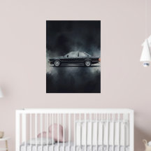 Arte em Aquarela de Carro BMW Preto Moderno – Mini
