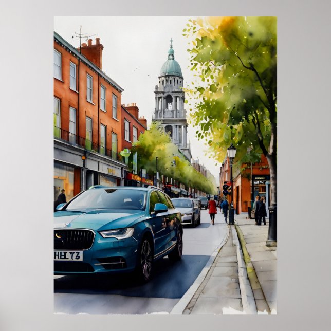 Poster arte em aquarela de Dublin (Frente)