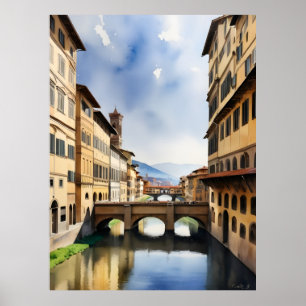 Poster arte em aquarela de Florença