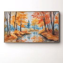 Poster Arte em Aquarela de Floresta de Outono
