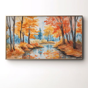 Poster Arte em Aquarela de Floresta de Outono