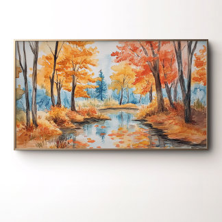 Poster Arte em Aquarela de Floresta de Outono
