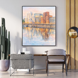 Poster Arte em Aquarela – Reflexo da Cidade Moderna ao Pô