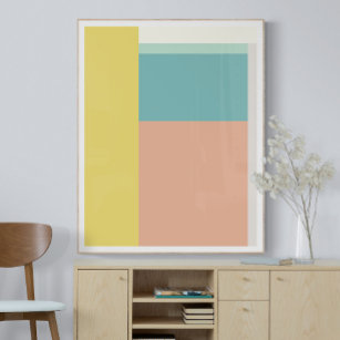 Poster Arte em bloco de cores em cores de pastel de praia