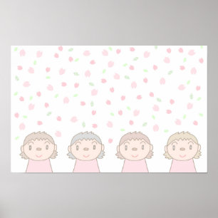 Poster Arte em cores pastéis apresentando sorrisos de cri