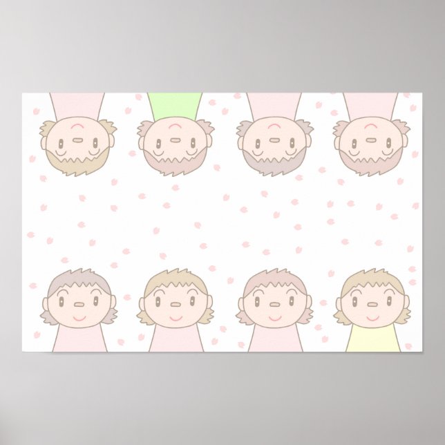 Poster Arte em cores pastéis apresentando sorrisos de cri (Frente)