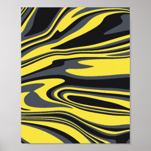 Poster Arte em espiral abstrato amarelo e preto