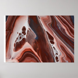 Poster Arte em Fluido Azul Marrom Pintura em Geodo de Ped