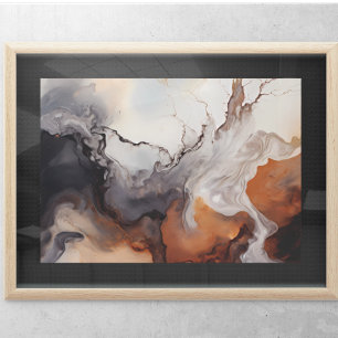 Poster Arte em fluido de marrons abstratos 