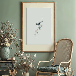 Poster Arte em Forma de Aquarela Chickadee, de capa negra