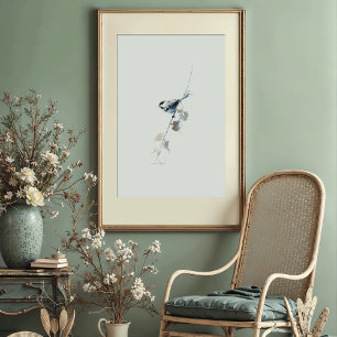 Poster Arte em Forma de Aquarela Chickadee, de capa negra